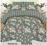 Grayish Printed Bed Sheet With 2 Pillow Covers