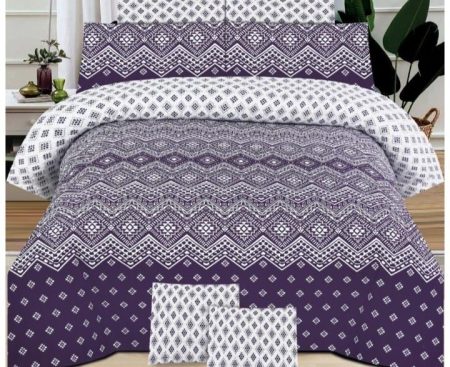 Purple Printed Bed Sheet With 2 Pillow Covers