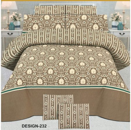 Brown Printed Bed Sheet With 2 Pillow Covers