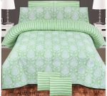 Green Color Printed Bed Sheet With 2 Pillow Covers