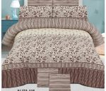 Dark Brown Printed Bed Sheet With 2 Pillow Covers