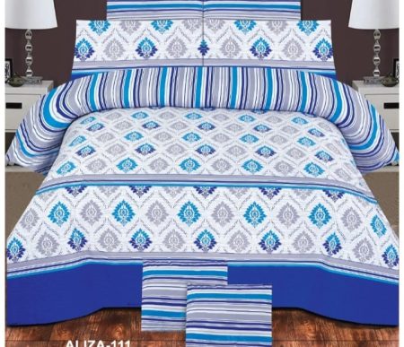 Blue Printed Bed Sheet With 2 Pillow Covers