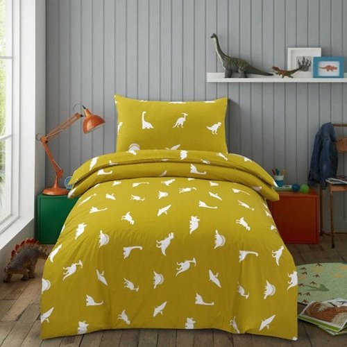 Yellow Dinosaur Character Kids Bed Sheet Yellow Dinosaur Character Kids Bed Sheet