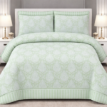 Green Color Printed Bed Sheet With 2 Pillow Covers