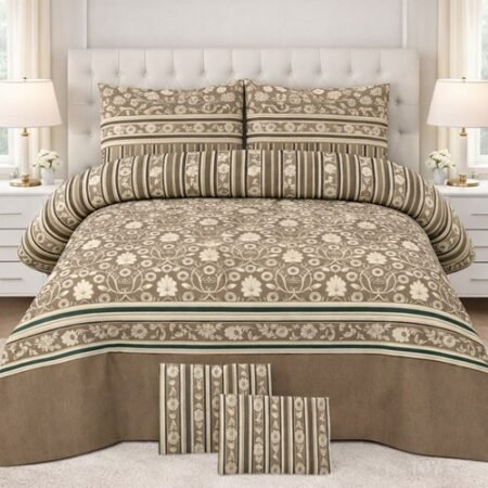 Brown Printed Bed Sheet With 2 Pillow Covers