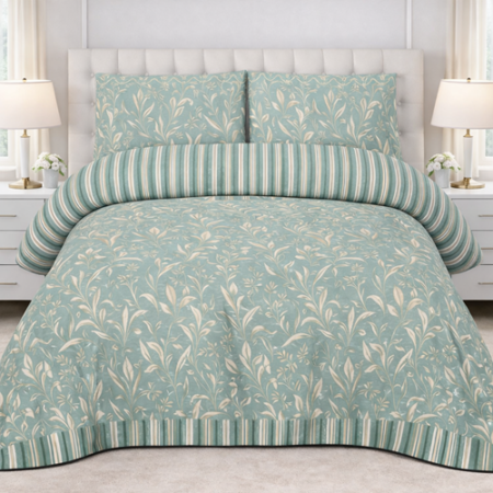 Cream Colour Printed Bed Sheet With 2 Pillow Covers