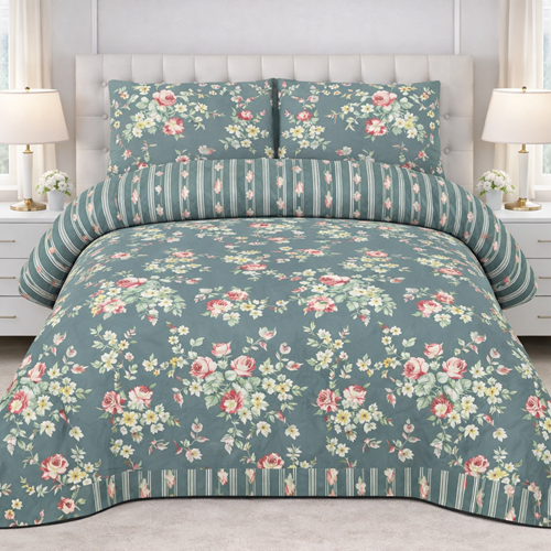 Grayish Printed Bed Sheet With 2 Pillow Covers Grayish Printed Bed Sheet With 2 Pillow Covers