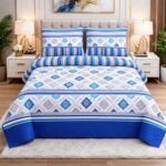Blue Color Printed Bed Sheet Z Design