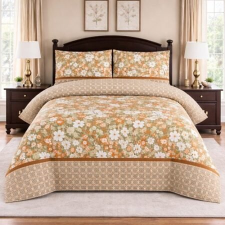 Brown Color Printed Bed Sheet Z Design