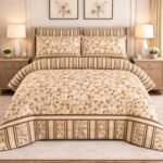 Brown Color Printed Bed Sheet Z Design