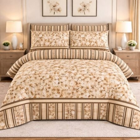 Brown Color Printed Bed Sheet Z Design