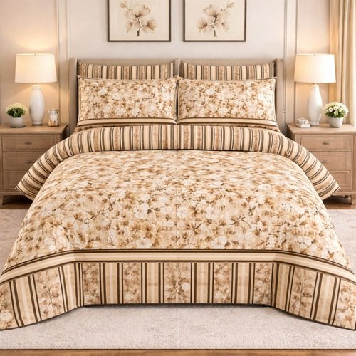 Brown Color Printed Bed Sheet Z Design Brown Color Printed Bed Sheet Z Design