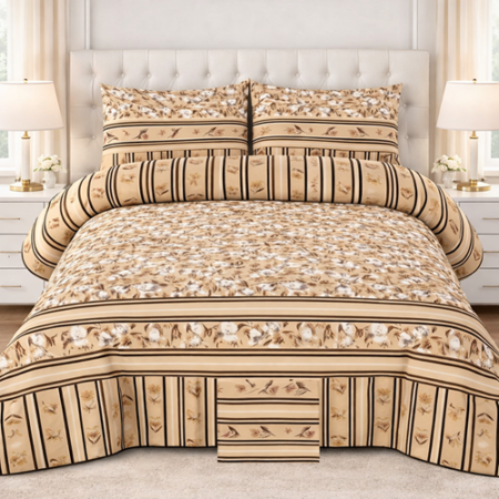 Light Brown Color Printed Bed Sheet Z Design