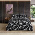 Black Color Printed Bed Sheet Z Design
