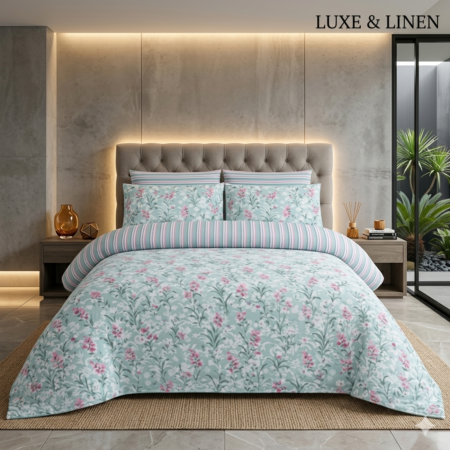 Blue Color Printed Bed Sheet Z Design