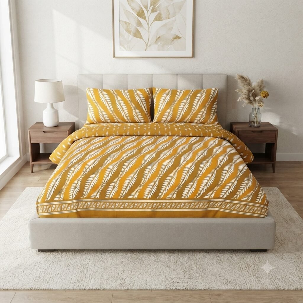 Mustard Leaf Pattern Bedding Set Mustard Leaf Pattern Bedding Set