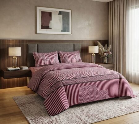 Pink Color Printed Bed Sheet Z Design