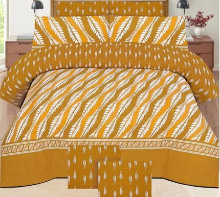 Yellow Color Printed Bed Sheet Z Design