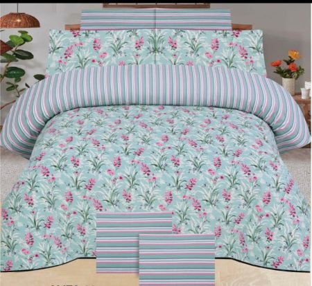 Blue Color Printed Bed Sheet Z Design