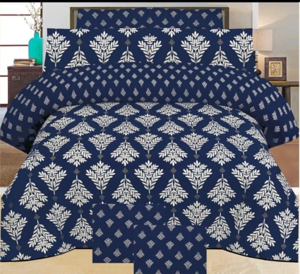 Purple & Grey Color Printed Bed Sheet Z Design