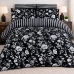 Black Color Printed Bed Sheet Z Design