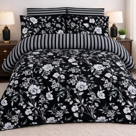 Black Color Printed Bed Sheet Z Design