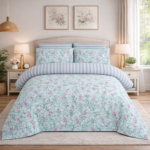 Blue Color Printed Bed Sheet Z Design