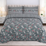 Grey Color Printed Bed Sheet Z Design