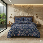 Blue Color Printed Bed Sheet B