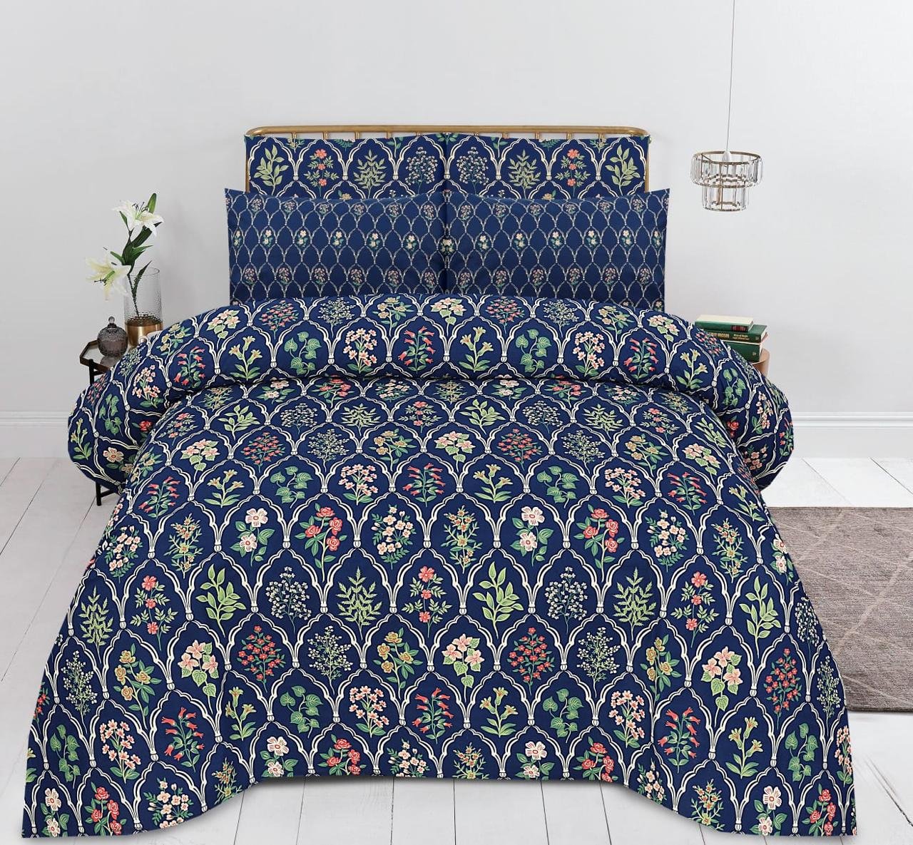 Blue Color Printed Bed Sheet B Blue Color Printed Bed Sheet B