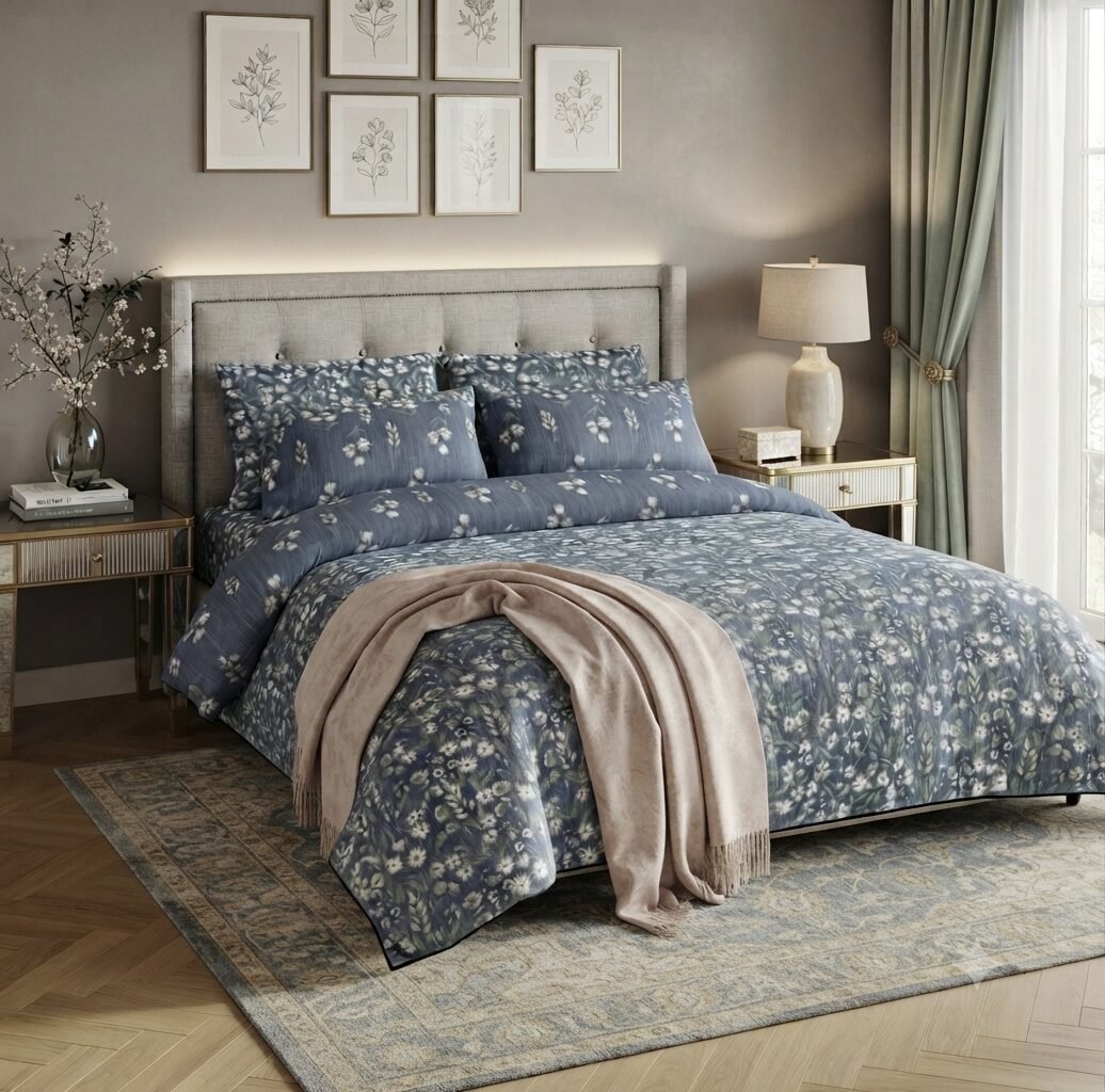 Blue Floral Bed Sheet Blue Floral Bed Sheet