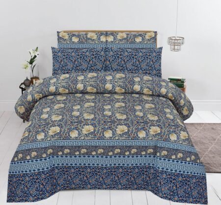 Blue Printed Color Printed Bed Sheet B