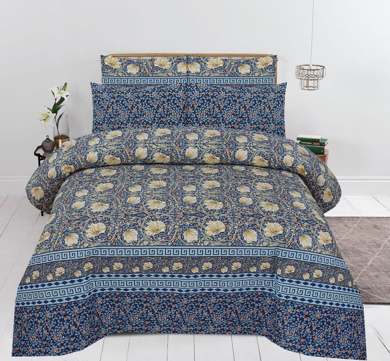 Blue Printed Color Printed Bed Sheet B Blue Printed Color Printed Bed Sheet B