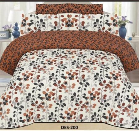 Brown Flowers Color Printed Bed Sheet B