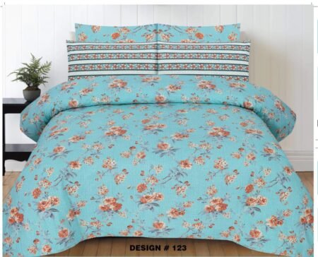 Brown Grey Flowers Color Printed Bed Sheet B