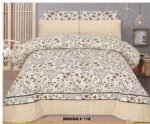 Cream Flowers Color Printed Bed Sheet B