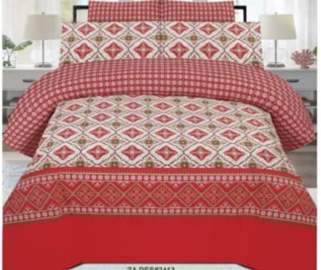 Dark Red Color Printed Bed Sheet B