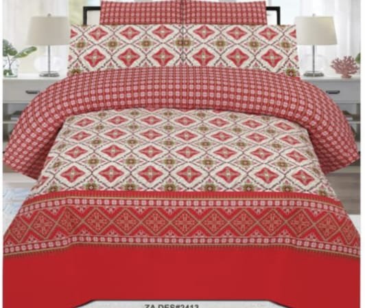 Dark Red Color Printed Bed Sheet B Dark Red Color Printed Bed Sheet B