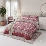 Floral and Heart Print Cotton Bed Sheet