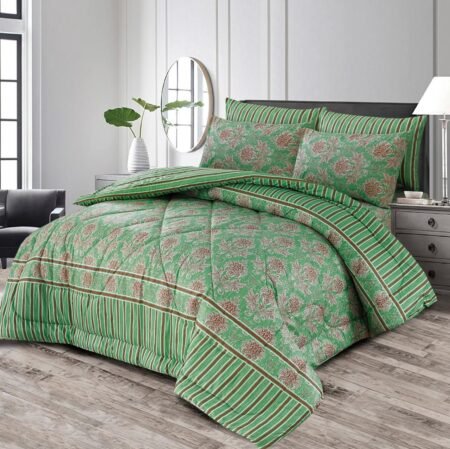 Green Color Printed Bed Sheet B