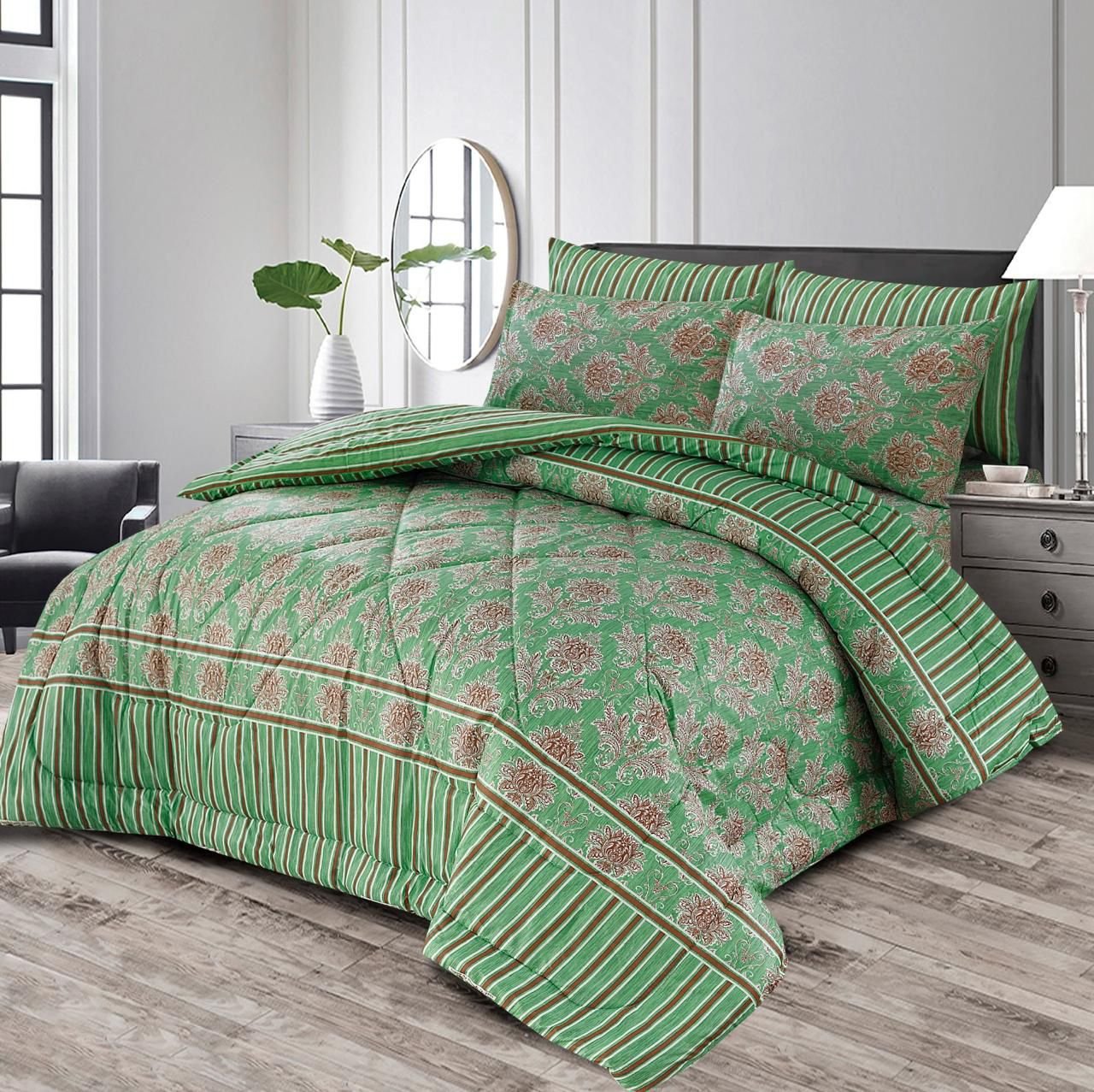 Green Color Printed Bed Sheet B Green Color Printed Bed Sheet B