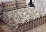 Grey Brown Color Printed Bed Sheet B