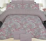 Grey Flowers Color Printed Bed Sheet B