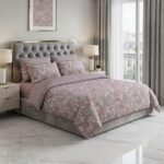 Grey Flowers Color Printed Bed Sheet B
