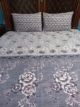 Grey FlowersColor Printed Bed Sheet B