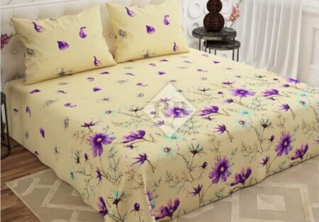 Light Yelloow Color Printed Bed Sheet B