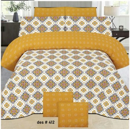 Light Yellow Color Printed Bed Sheet B