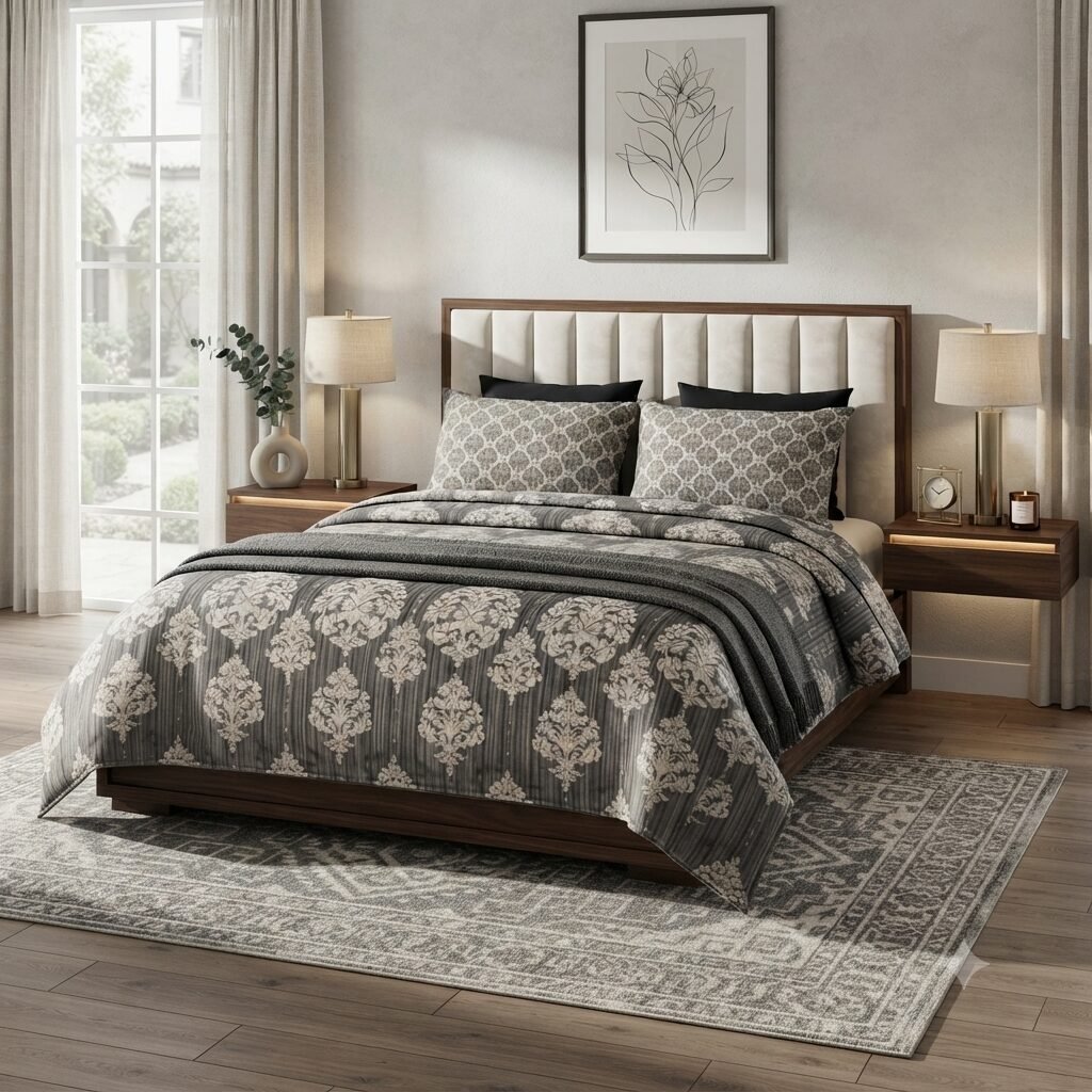 Modern Classic Grey Bed Sheet Set Modern Classic Grey Bed Sheet Set