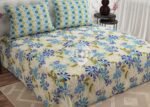 Neavy Blue Flowers Color Printed Bed Sheet B