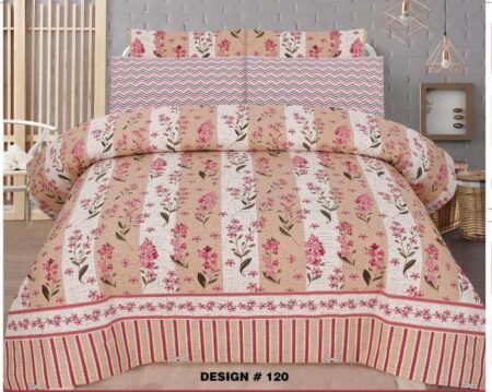 Pink Flowers Color Printed Bed Sheet B